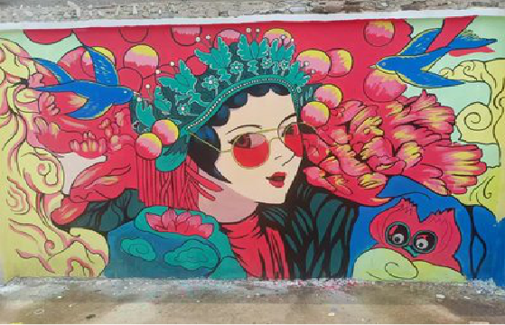 若尔盖墙体彩绘-网红墙