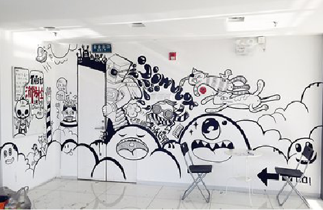 若尔盖手绘墙并非传统涂鸦。